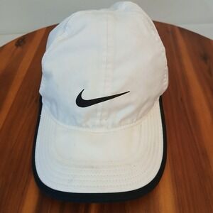 Nike Featherlight Dri-Fit Adjustable Running‎ Hat Cap White Swoosh Logo Adult